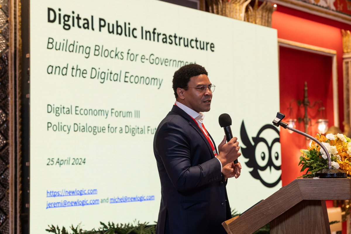 newlogic's tweet photo. Newlogic was honoured to participate in the third edition of the #DigitalEconomyForum, organised in Bangkok by @USAID, @DAIGlobal, #DCCP, and @MangoTangoAsia, and to have the opportunity to discuss Digital Public Infrastructure (#DPI) and its essential role in the transformation of the #ASEAN region's approach to e-governance and the digital economy 💻 🌐.

Thanks to the participating experts and different chambers of commerce, we were able to exchange on the progress and challenges of the upcoming Digital Economic Framework Agreement #DEFA. We highlighted how foundational DPI building blocks, like digital identity, verifiable credentials, and secure digital payments, can enhance government services, trade efficiency, and boost private sector development. These are stepping stones towards an interconnected, accessible, and efficient digital economy.

As a technology advisor, Newlogic believes in leveraging Digital Public Goods (#DPGs) and open-source technologies to develop strong Digital Public Infrastructure that will enable smoother transactions, enhance digital trust, and ensure that every stakeholder benefits from the digital transformation, and a more connected and inclusive social and economic landscape in ASEAN. 

A big thank you to @USAID, @DAIGlobal, #DCCP, and @MangoTangoAsia for facilitating insightful discussions. We look forward to continuing our collaboration and driving forward the development of digital public infrastructure in the region.

Stay tuned for more updates as we continue to contribute to this transformative journey.

#DPI #PublicInfrastructure #DigitalTransformation #DigitalEconomy #Egovernance