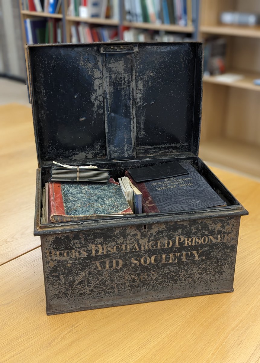 Here's a recent deposit: A box full of documents from the Bucks Discharged Prisoner Aid Society from 1867! Sometimes when we receive documents they come in their own bespoke storage like this one. Because of their age, they become part of the collection too!