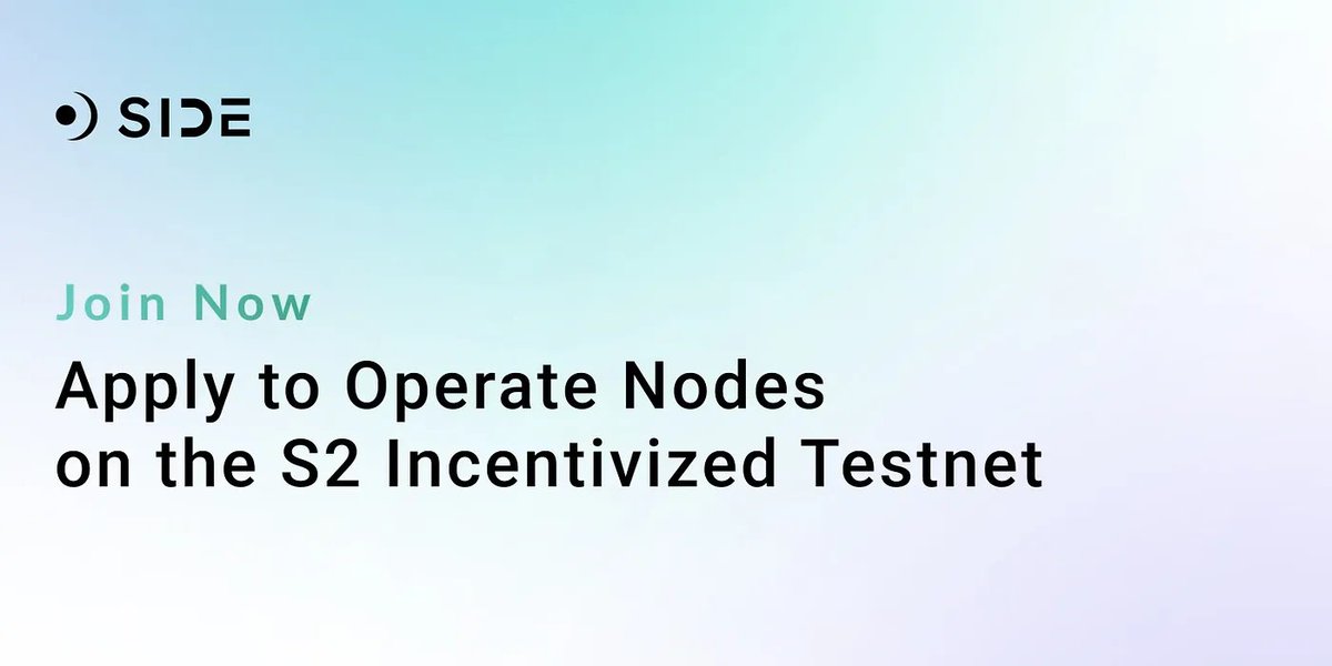 🕵️ Early Alpha: Side Protocol Node Operator Incentivized Testnet S2 🪂

@SideProtocol serves as an extension layer of #Bitcoin and launched S2 Incentivized Testnet for Node operators.

Application form👉 forms.gle/AUJXvKLm3NE52A…

Continue reading for more details 🧵
#TestNet…