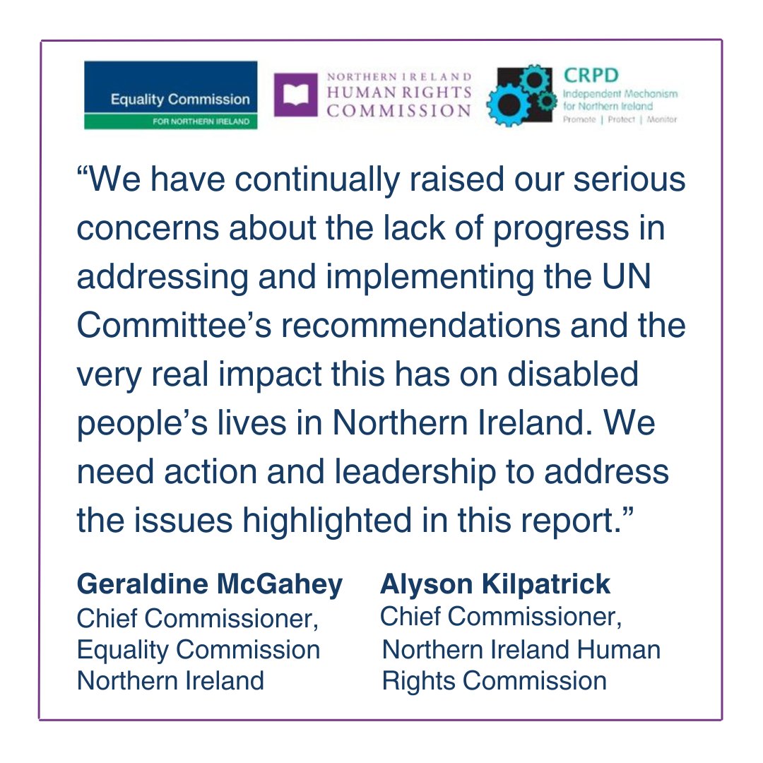 As the Independent Mechanism for NI with @NIHRC, we have issued a joint response to a follow-up report by the UN Committee on the Rights of Persons with Disabilities. The report examines the UK Government and NI Executive's actions since its 2016 UK Inquiry about the progress on…