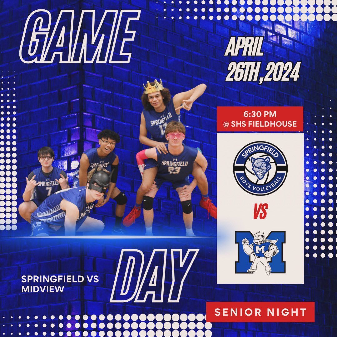 ‼️🚨 Game D A Y Alert! ‼️

SENIOR NIGHT!!! 🎓

🏐🔥😈

🆚️  Midview

📍SHS Fieldhouse 

⌚️- 6:30 PM, Senior introductions at 6:05 PM

🎟️- …fieldbluedevils.hometownticketing.com/embed/all

GO DEVILS! 😈

#ohsaaboysvolleyball #boysvolleyballisback #springfieldboysvolleyball #springfieldstrong