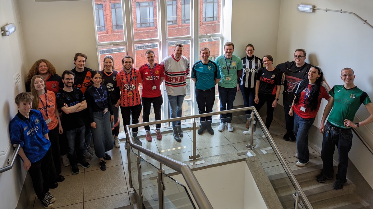 Happy #FootballShirtFriday from our team! We elaborated a bit and became more a #SportShirtSquad ! Today is all about raising awareness and funds for bowel cancer research. Join in by wearing your favourite #footballshirt today, share your pics and donate if you can. ⚽️👕