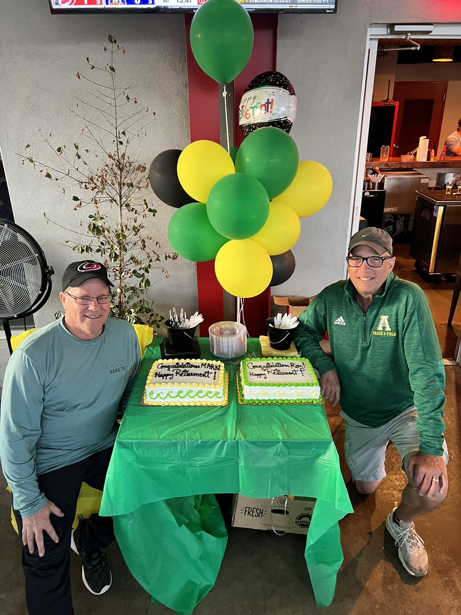 Last night we were able to celebrate two Apex Legends for decades of excellence and dedication. Thanks for 31 years Coach Trezona and for 40 years Coach Cooper. @apexcougarclub