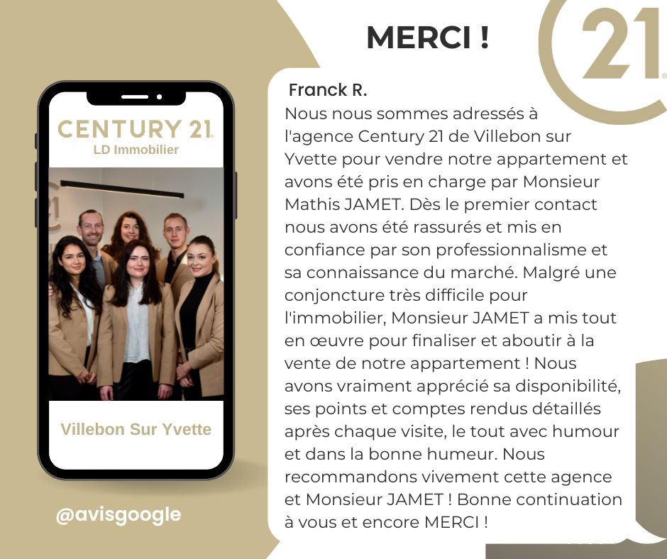 La satisfaction de nos clients est notre priorité ! Vous aussi laissez-nous un commentaire 👨💻 #satisfactionClient #AvisGoogle #VillebonSurYvette #Century21LDImmobilier