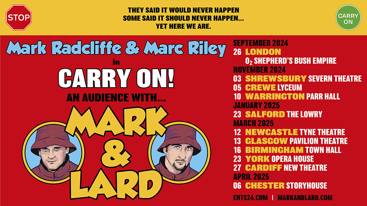@themarkrad & @marcrileydj have been coaxed back to wrestle once again on the sheepskin rug of light entertainment. New dates on sale now! 🎟️ nothird.co.uk/live-shows/mar…