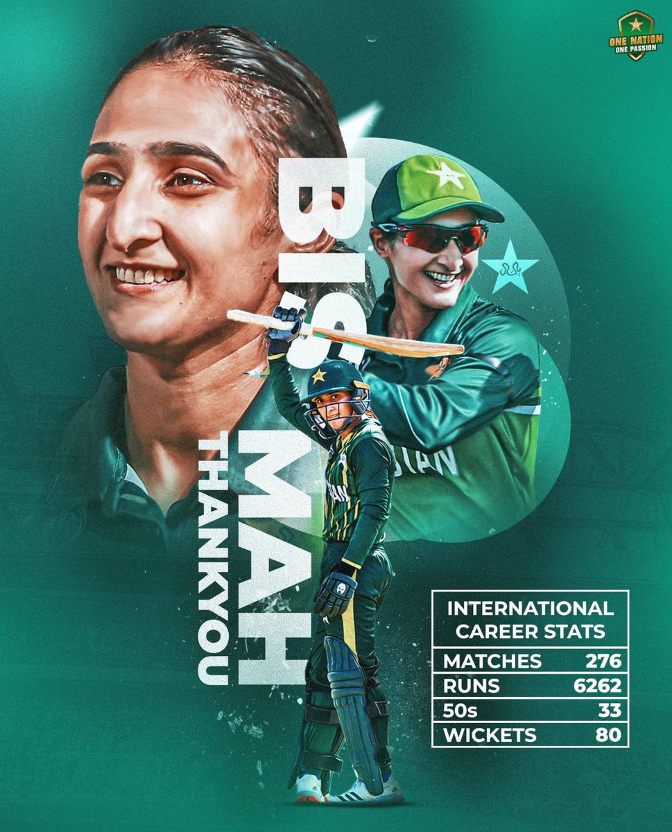 You have made our Nation Proud @maroof_bismah #ThankYou Happy retirement. All the best for your second innings ♥️