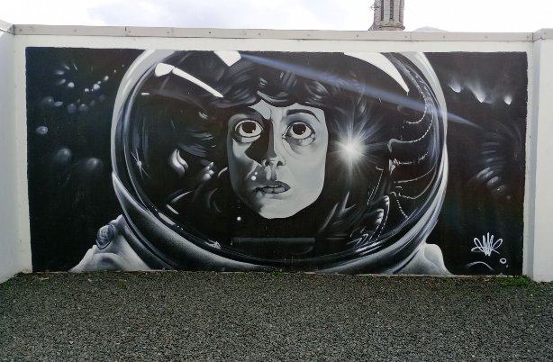 Happy #AlienDay. Mural by JMK at the Newcastle Community Cinema, Newcastle, County Down, Ireland.
#LV426 #SigourneyWeaver