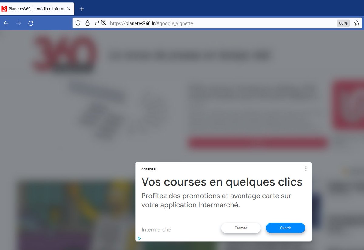 slpng_giants_fr's tweet photo. Attention @Intermarche,
Votre pub Web s'égare sur #Planetes360.fr, site ultra-conspi qui prodigue des conseils médicaux dangereux comme façade pour vendre ses nombreux conseils financiers douteux.
SVP ne participez pas financièrement à la prospérité de ce site, excluez-le 🙏 https://t.co/Cbkkzxys3K