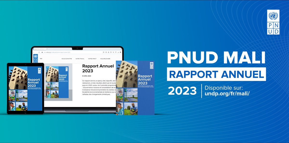 📢 Nous sommes ravis de vous présenter le rapport annuel 2023 du @PNUDMALI ! 🇲🇱Ce rapport met en lumière des résultats clés dans nos domaines prioritaires, fruit d'une collaboration remarquable à tous les niveaux. Téléchargez le rapport 👇 undp.org/fr/mali/public…