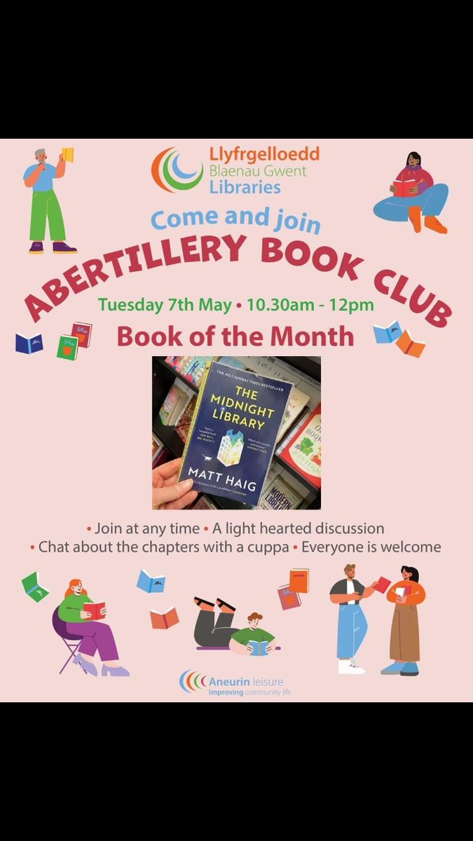There is still time to join our Abertillery Book Club and pick up a book. Current read is The Midnight Library by @matthaig1 No need to purchase the book as we have plenty of copies Start your reading journey with a friendly group doing something you love.