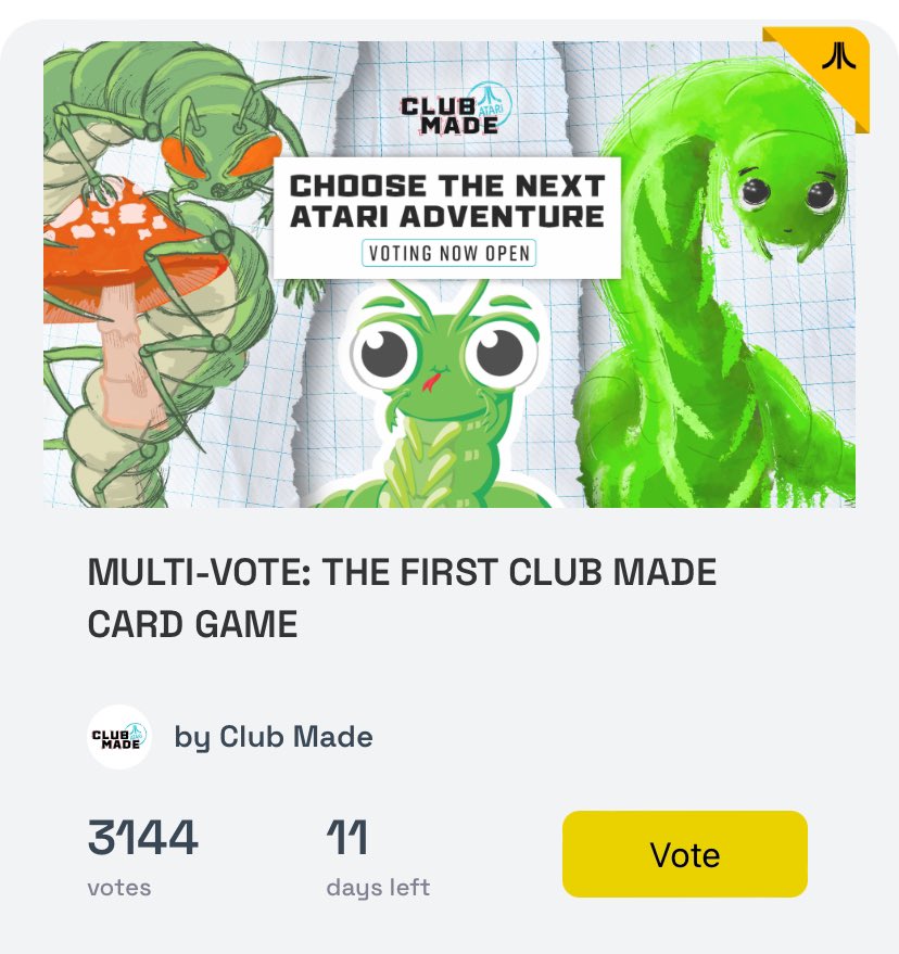 We’re building the latest Atari project alongside our community. Sign up or log into the Atari Club (link in bio) to vote and help design a new Centipede-themed card game. It’s proving pretty popular already…