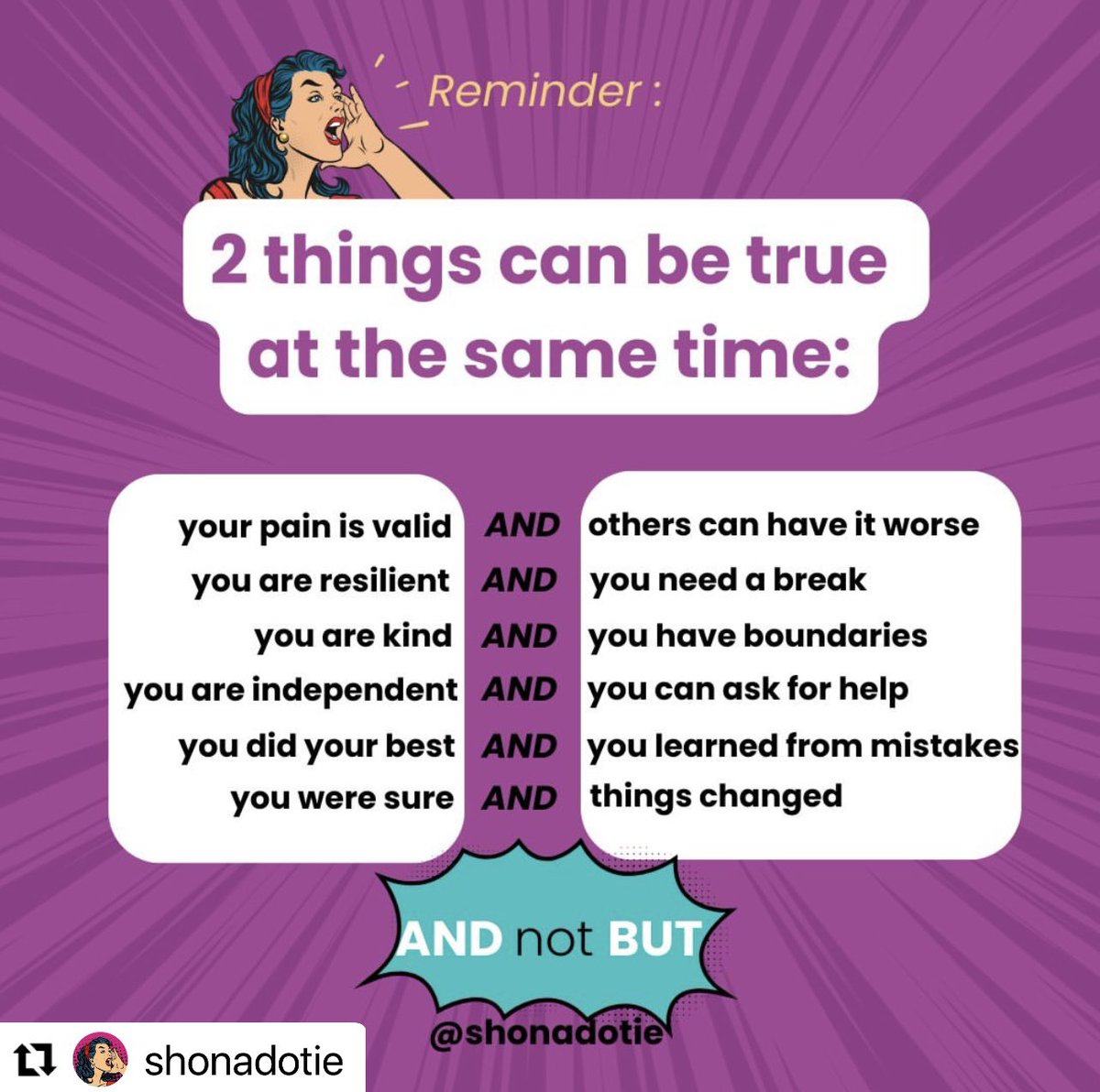 Helpful reminder from @shonadotie 🩷. ‘And not But’. 👌🏻