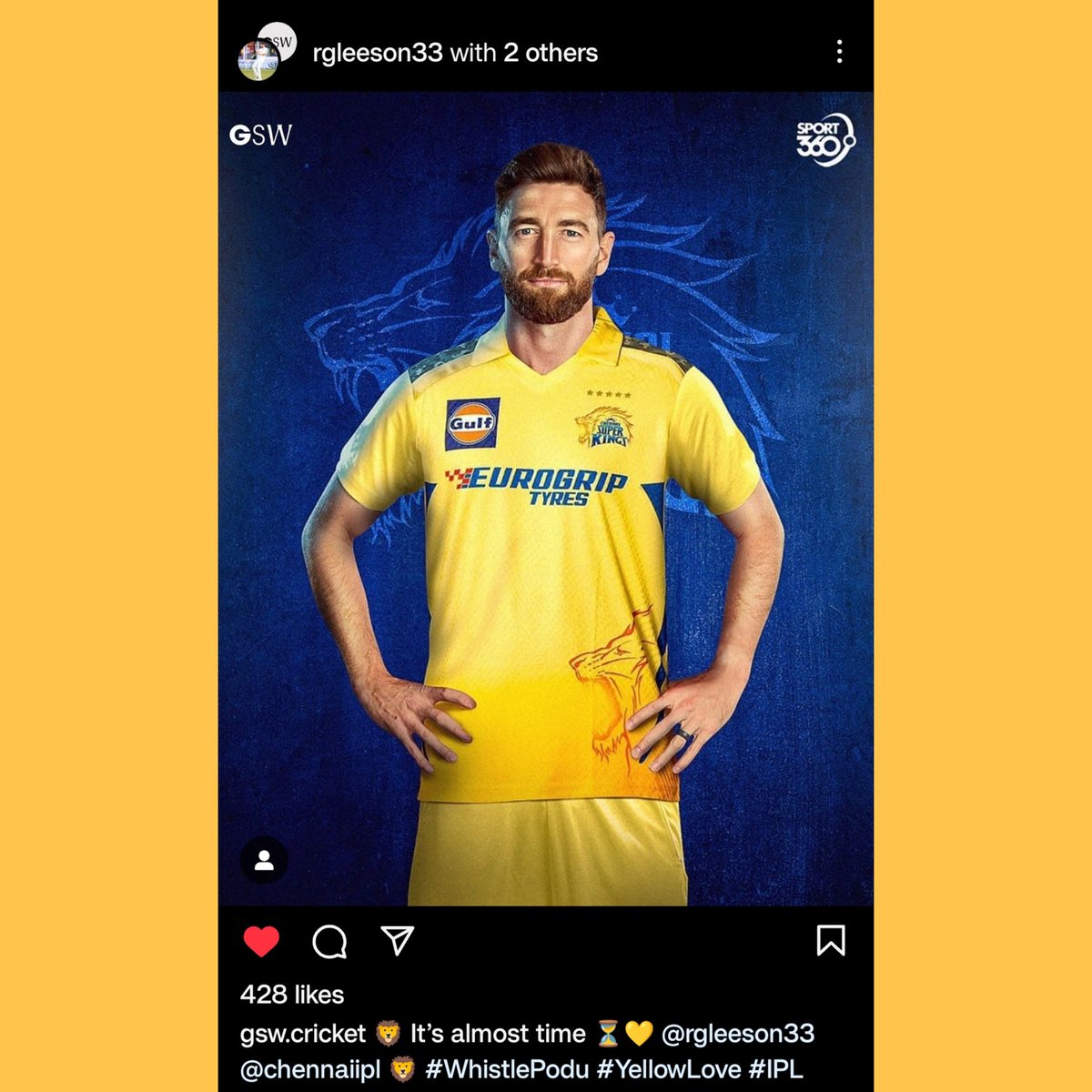 Gleeson on Instagram 🔥🦁

#WhistlePodu