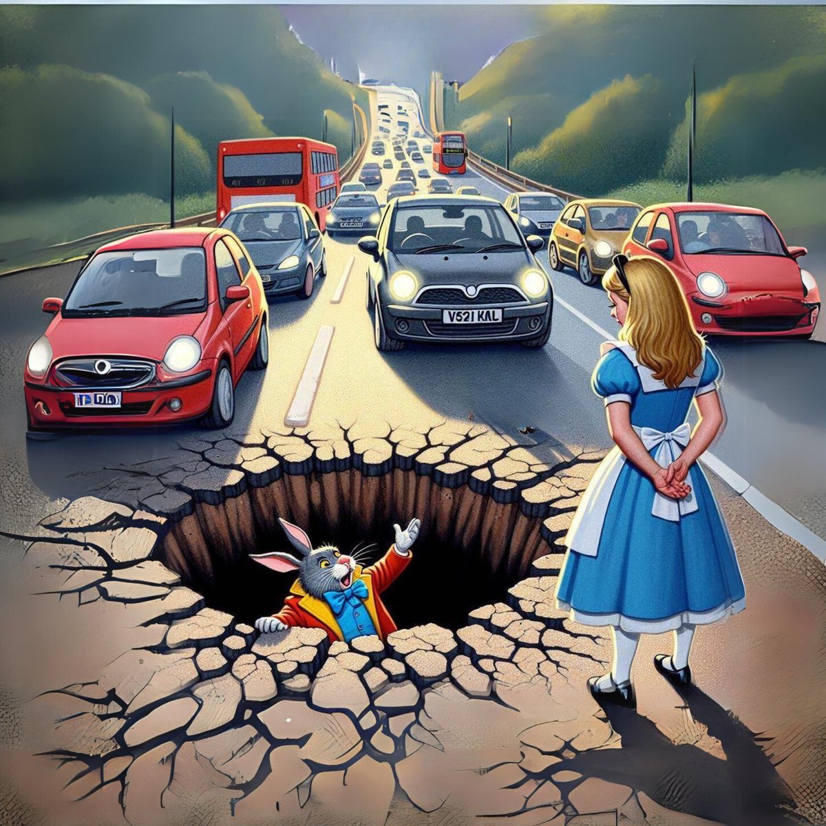 @CheshireEast I was out dodging potholes earlier (as you do) and saw the strangest thing! 😩
#potholes #driving #ukroads #roads #highways
#Wonderland @iSandbach @Sandbach_gov_uk