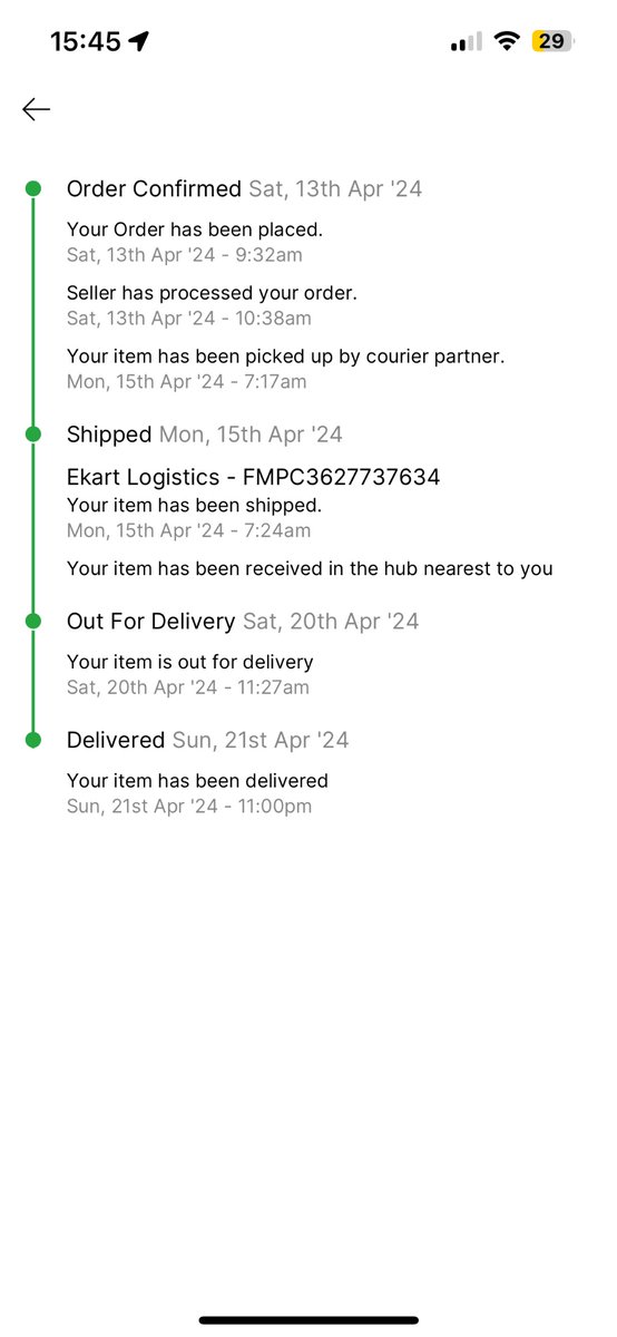 Consistently disappointed with 
@Flipkart
  delivery delays. It's become a pattern now – only after lodging a complaint, orders miraculously arrive on time. Not the service I signed up for. Also, cancelling orders without any notification? Unacceptable. #BoycottFlipkart