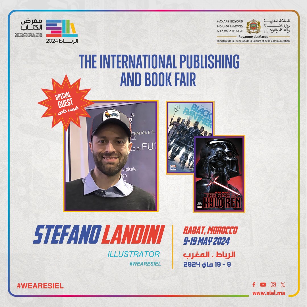 يشرفنا دعوتكم للقاء الفنان ستيفانو لانديني الذي بصم عالم القصص المصورة مارفيل، بالمعرض الدولي للنشر والكتاب، حيث سيشاركنا معرفته الغنية. كونوا في الموعد! #SIEL2024 #SIEL_Édition29 #SIEL #MarvelComicBooks