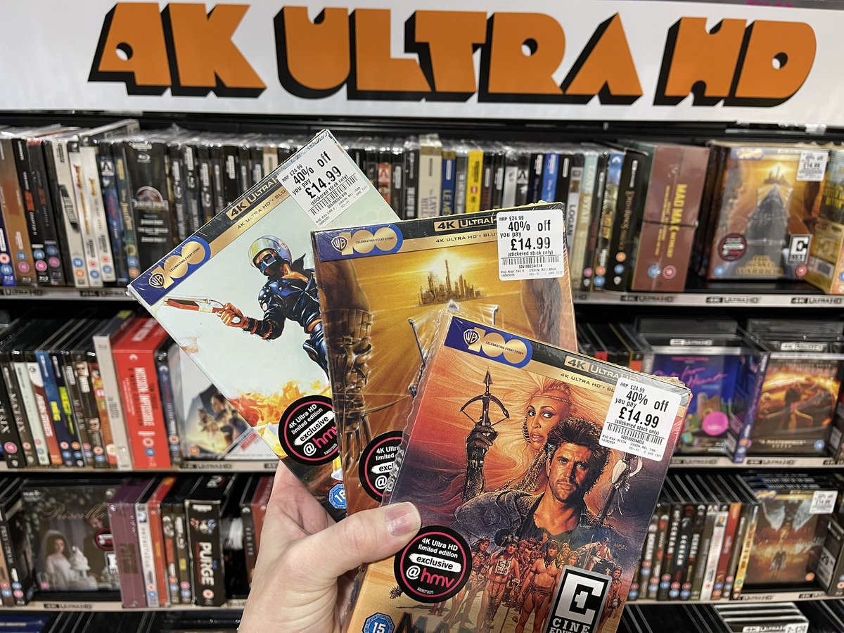 🚨This Weekend Only🚨 We have some #hmvExclusive #UHD #4K movies at 40% off - steelbooks of #Shazam #FuryofthrGods & #BlackAdam, all three of the original #MelGibson #MadMax movies (cine editions) - this weekend only, limited stock available. #movies #dc #superheroes #RoadWarrior