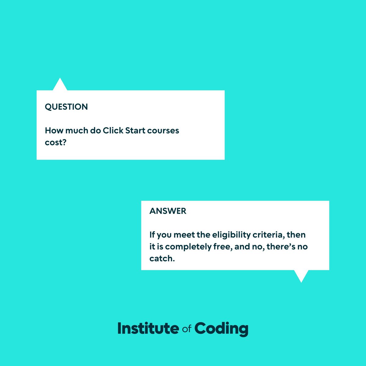 'How much does one of our Click Start courses cost?' 🤔 This is one of our most frequently asked questions, and the answer is simple...it's completely free as long as you meet the eligibility criteria for the course! 🤩 #FAQ #FreeCourse #LearnToCode