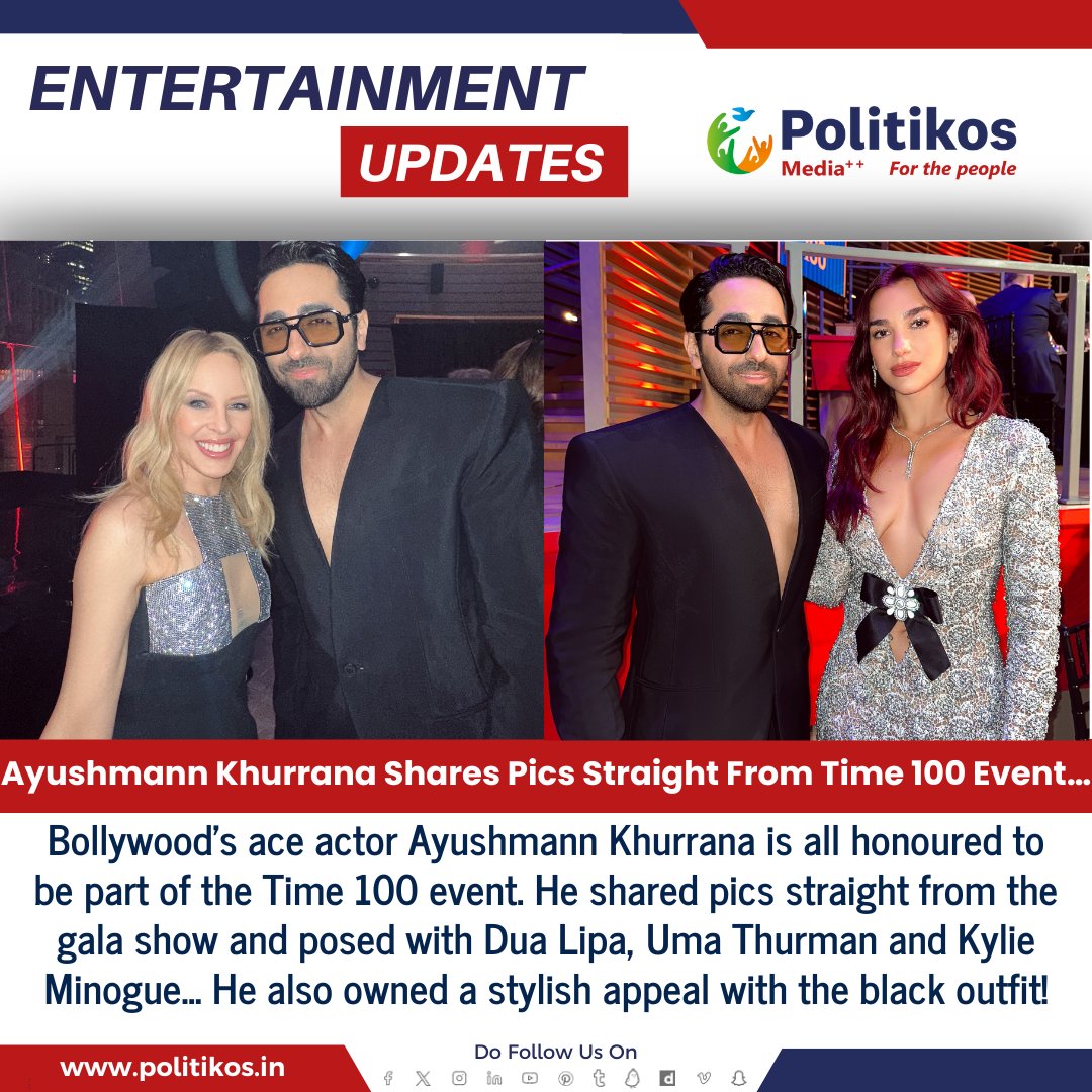 Ayushmann Khurrana Shares Pics Straight From Time 100 Event…
#Politikos
#Politikosentertainment
#AyushmannKhurrana
#Time100
#CelebrityEvent
#RedCarpet
#Glamour
#Hollywood
#Bollywood
#StarStudded
#TimeMagazine
#CelebrityStyle