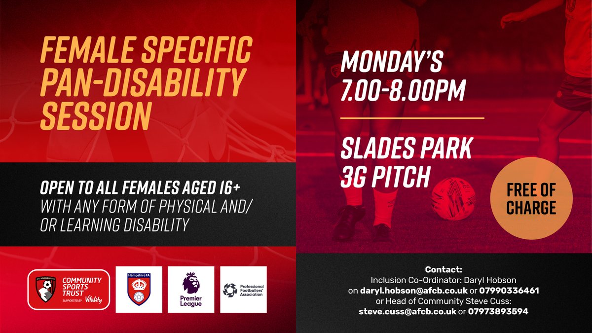Delighted to have a launched a new weekly pan-disability football session exclusively for females aged 16+ shorturl.at/eqsC5 @PLCommunities