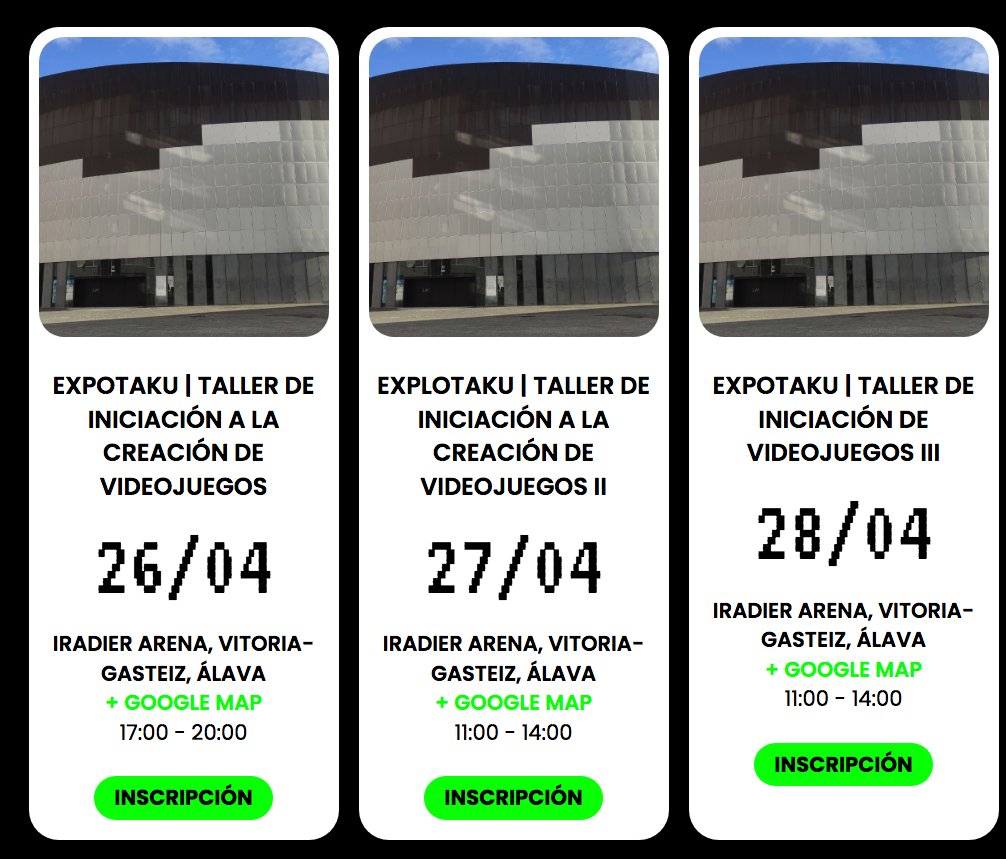📢📢Talleres #gratuitos de #GamesAcademy de #iniciación a la creación de #videojuegos en #Expotaku.  Colaboramos con <a href="/BICAraba/">BIC Araba</a> 
Ikasi zure bideojokoa sortzen aldez aurreko ezagutzarik gabe!
ℹ️Más info: 👉gamesacademy.eus/es/eventos/
📍 Iradier Arena #VitoriaGasteiz
#BICAraba #gaming