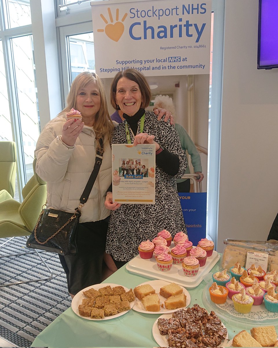 Selling like hot cakes! 🎂 Come and grab a treat in the staff restaurant whilst stocks last! Huge heartfelt thanks to our wonderful @JanSinclair3 and team 🏃 🏃 🏃 🏃 All funds raised will support life changing projects for patients and staff @StockportNHS ♥