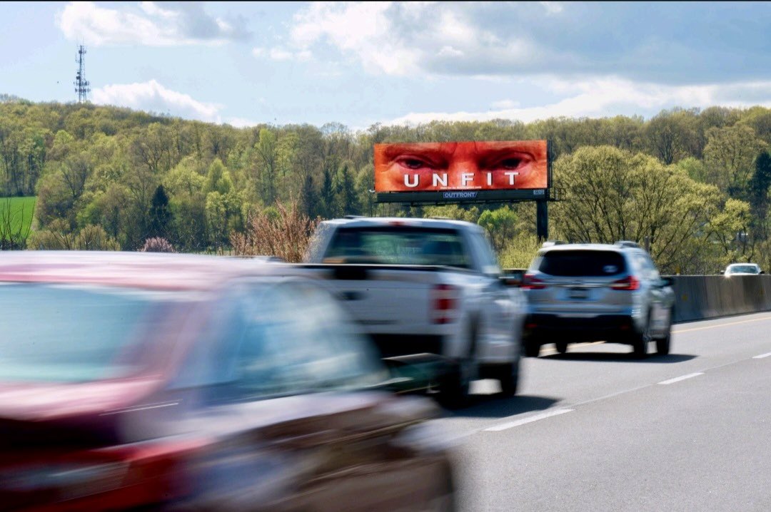 Just got new photos of the “Unfit” billboard on the Pennsylvania Turnpike. It’s really something, isn’t it? We’re putting up lots of billboards and need your support. Please pitch in. maddogpac.com/products/quick…