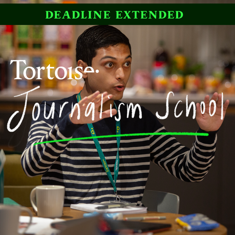 tortoise's tweet photo. 🗞️🏫 Tortoise Journalism School – deadline extended!

The week-long course is a learning experience that gives aspiring journalists access to editors and reporters in an immersive newsroom environment.

Application deadline extended to Friday 3 May: https://t.co/tL8kvZ0mwv
