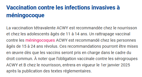 Confirmation officielle, ce vendredi, que la vaccination obligatoire des nourrissons contre les #méningocoques sera élargie aux sérogroupes ACWY et B à partir de l'année prochaine. Explications dans ce thread publié début avril ⤵️