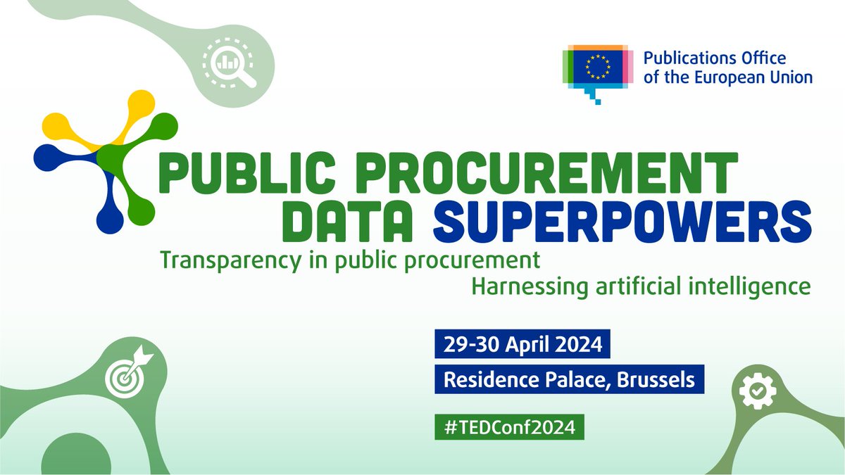 Where are we today with European #PublicProcurement data and where could we go with it tomorrow? Join @JornaKerstin with @HardemanHildeML and other speakers at #TEDConf2024 on 29 & 30 April as they answer these questions. More info + registration: europa.eu/!GfTKgM