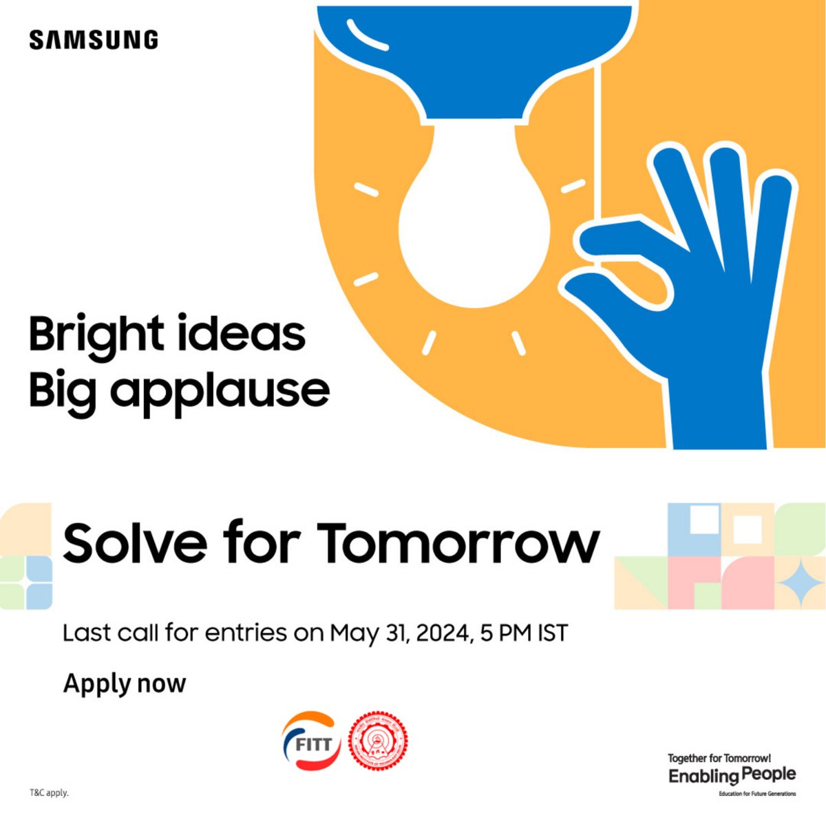 Feed your curiosity. Your big ideas can change the game. Let your passion out to Solve for Tomorrow.

Apply before May 31, 2024, 5 PM IST.

Click here to know more:

samsung.com/in/solvefortom…
#SFT_India_2024 #SolveForTomorrow #EnablingPeople #TogetherForTomorrow 
@skuast_kashmir