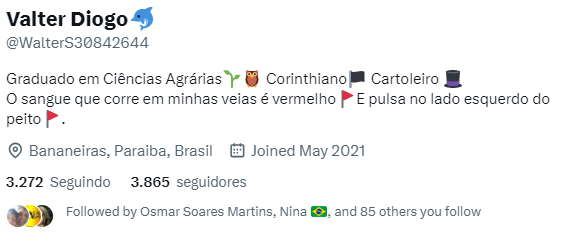 ATENÇÃO AMIGOS Ptista sendo seguido por muitos do meus amigos. Desculpa mas não dá para não saber que é de esquerda: @WalterS30842644