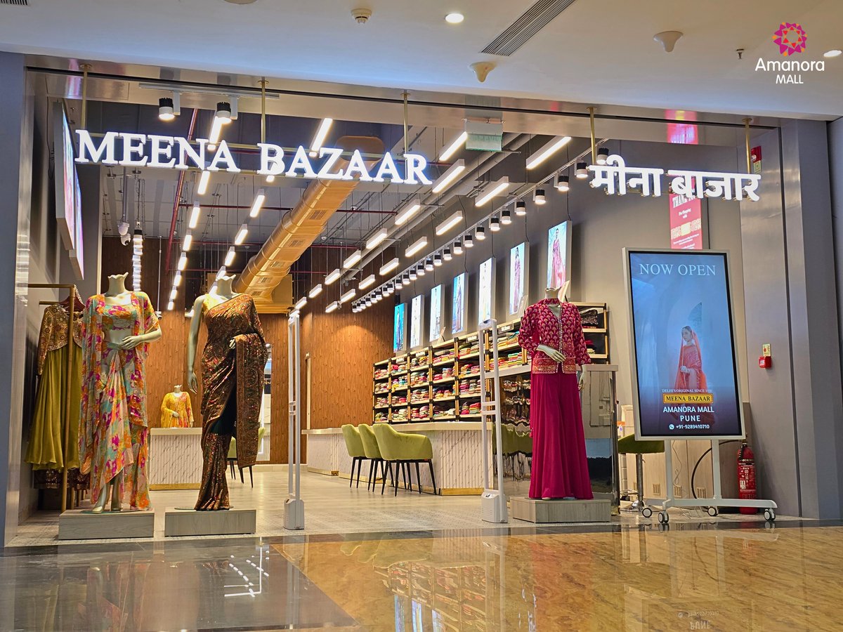 ✨Meena Bazaar is now open at Amanora Mall, East Block, 1st Floor! 💃 Step into a world of ethnic charm with their exquisite collection of traditional wear! From sarees to Anarkalis, indulge in timeless elegance! #MeenaBazaar #AmanoraMall #EthnicChic