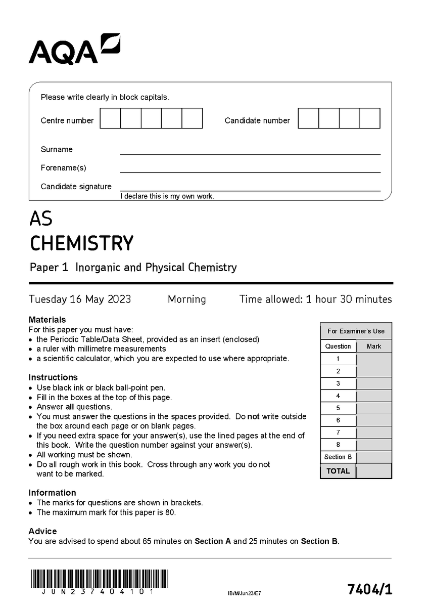 AQA AS CHEMISTRY PAPER 1 MAY 2023 QUESTION PAPER 1 (7404/1)
hackedexams.com/item/6581/aqa-…
#AQA #AQA2023  #AQAAS #CHEMISTRYPAPER1 #QUESTIONPAPER1 #74041 #hackedexams