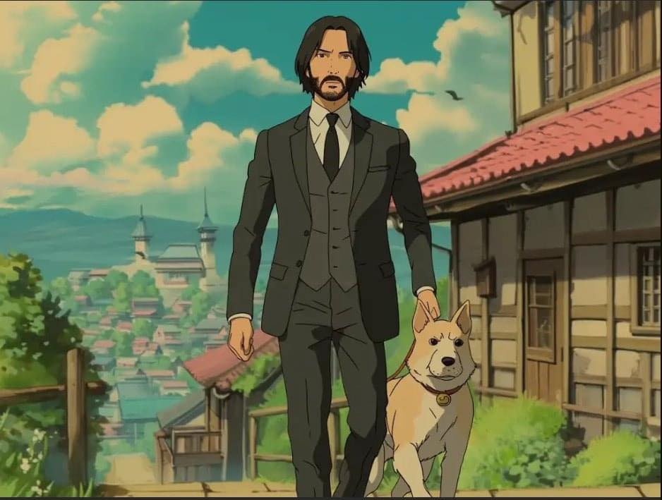 John Wick in Ghibli style