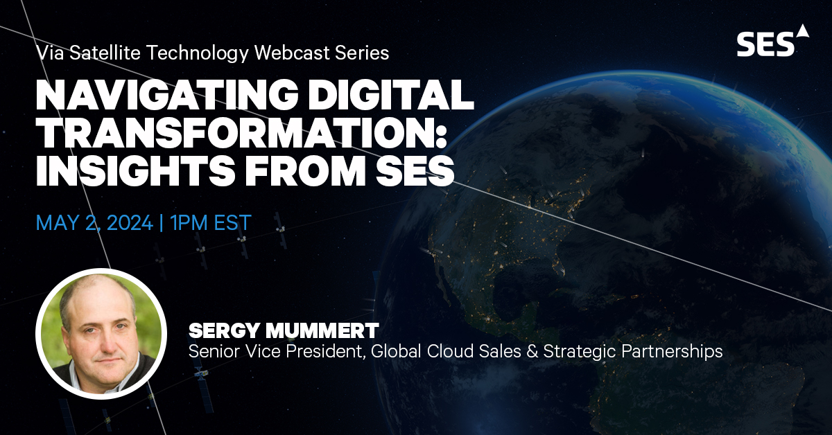 Mark your calendars and join us next week for a webinar with @Via_Satellite as SESer Sergy Mummert delves into how SES is shaping the future of the space industry through #DigitalTransformation. From leveraging Cloud Hyperscalers to embracing Industry 4.0 trends, SES is at the
