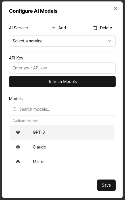 codewithcheese's tweet photo. Inspired by big-AGI's interface for configuring AI model  services. Tried to loosely recreate it using @v0 I think you can guess which is the original, but bad tho. https://t.co/LEjhFJs7rH
