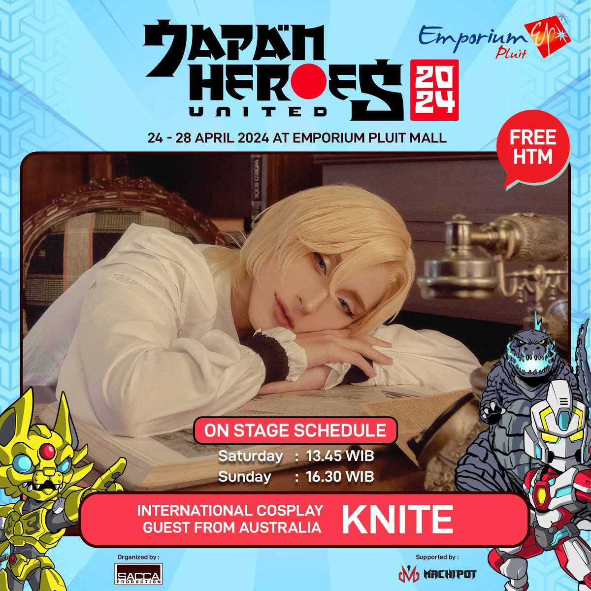A SPECIAL GUEST for JAPAN HEROES UNITED this year! Please welcome our International Guest Cosplayer, ✨ KNITE @knitecoser ✨ KNITE is a Professional Greek Cosplayer, Model, Streamer and Performer based on Sydney, Australia. Come and meet KNITE at #EMPOMall!