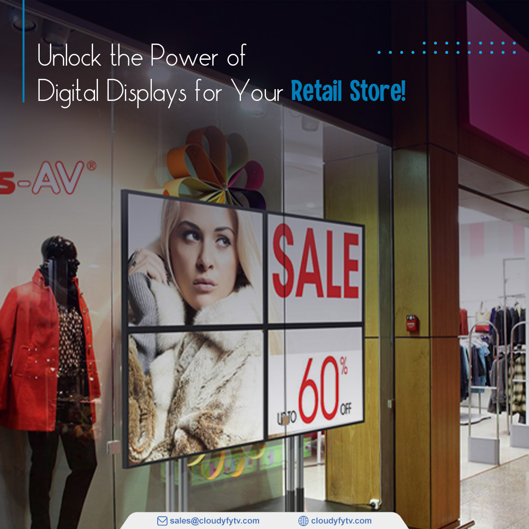 Want to enhance #shopping experience of your customers? Gain the #digitalsignage advantage with CloudyFy TV for your brick-and-mortar #retailstore with #cloudyfytv. Let's #connect to discuss.🛍️📺