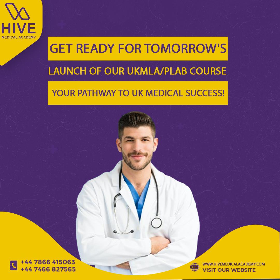 Exciting news! Our UKMLA/PLAB course officially launches tomorrow. Get ready to take your medical career to new heights with Hive Medical Academy!
#PLAB #HiveMedicalAcademy #UKMedical #MedicalCareer #PLABExam #StudyAbroad