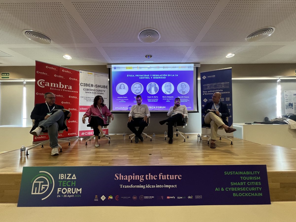 🤖 Insights on Ethics, Privacy, and Regulation in AI Control and Security🤖  by Violeta Garín CEO of BIG PICTURE, José Luis Trenco, Juan M. Zafra Director of Content at TELOS, Boris Delgado Industry Director, and Agustín Baeza from Los100deCOTEC. #IbizaTechForum