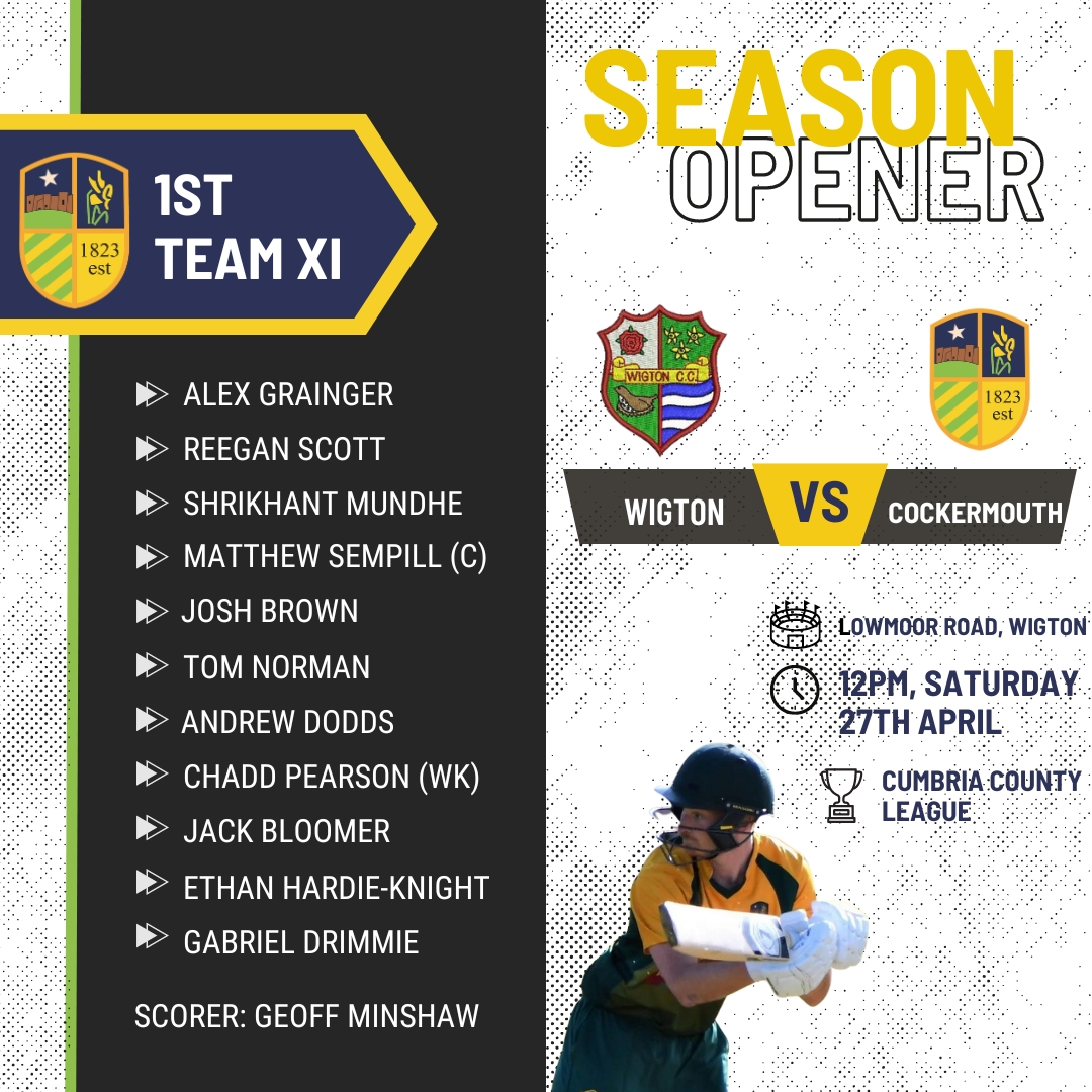 CockermouthCC's tweet photo. ‣ Your Cockermouth team facing Wigton away in the first game of the Cumbria County League 🏏
‣ No game for the seconds this weekend

#upthecocks https://t.co/rdlCOESsrN