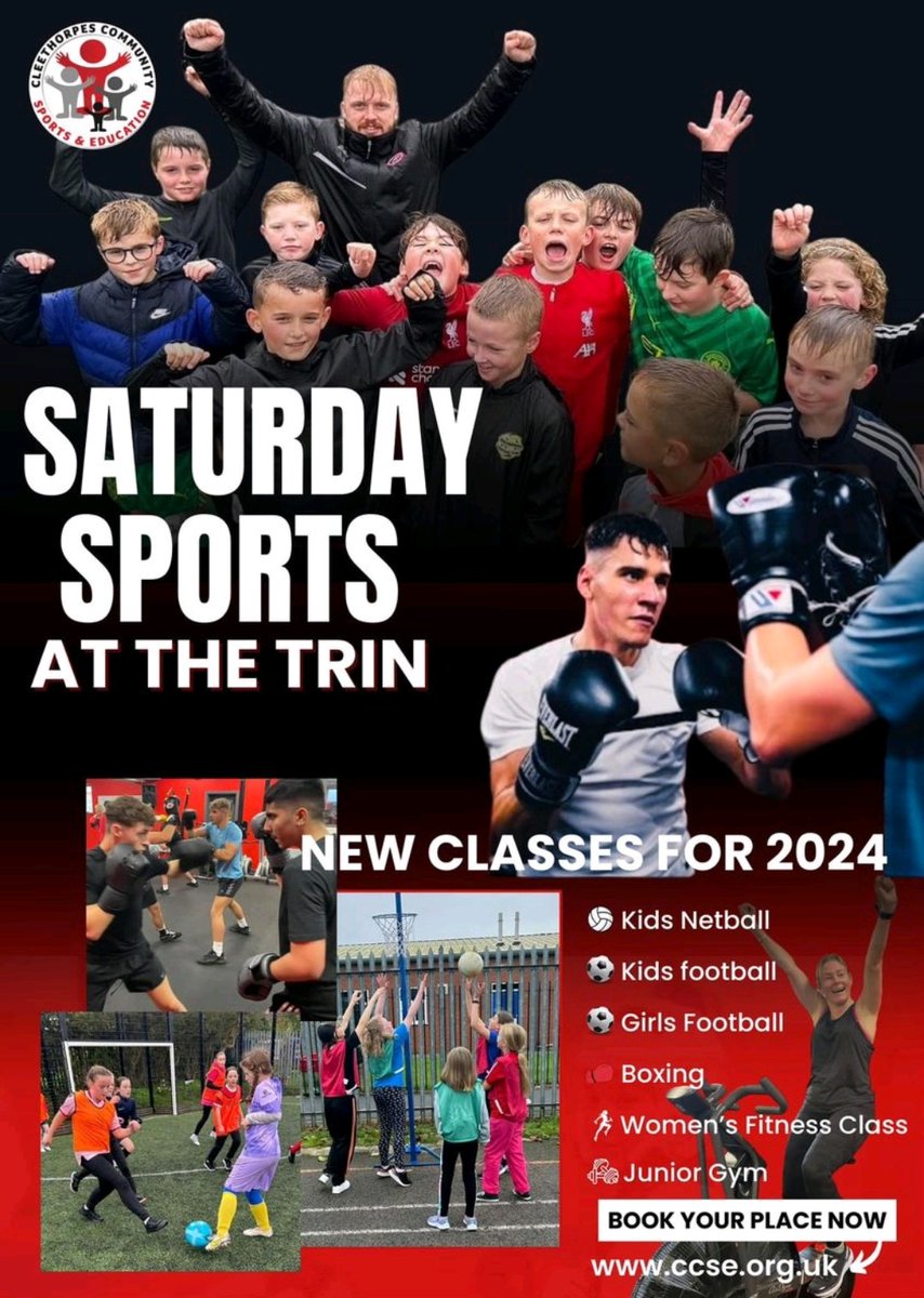 SATURDAY SPORTS|

We deliver a range of sessions on a Saturday morning at The Trin: 

Boxing 🥊 
Football ⚽ 
Netball 🏐
Junior Gym 🏋️
Female Fitness 🏃‍♀️

Something for everyone!

To book onto any of these clubs just use this link - ccse.org.uk/clubs