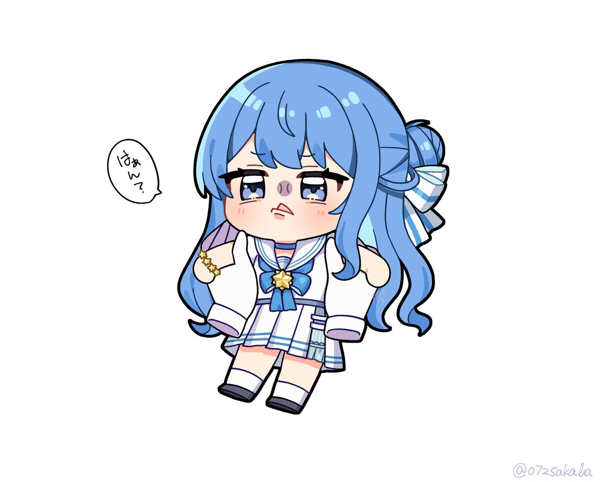 hoshimachi suisei ,hoshimachi suisei (school uniform) 1girl solo long hair blush blue eyes simple background shirt  illustration images