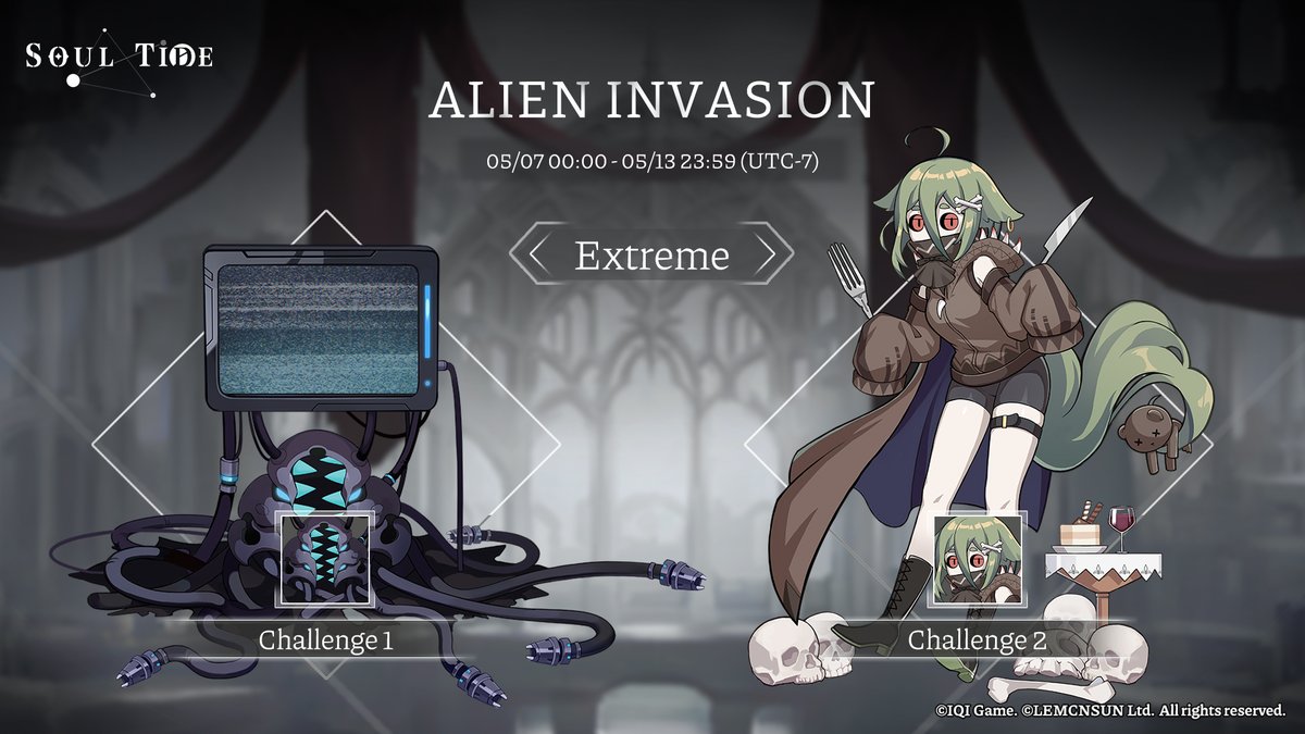 ALIEN INVASION S15 ALERT!

Are you ready to face the ultimate challenge of this Alien Invasion - Extreme?

〓Event Duration〓
05/07 00:00 - 05/13 23:59（UTC-7）

Seize this opportunity and win a wealth of rewards!

#SoulTide #AlienInvasion #Lemcnsun