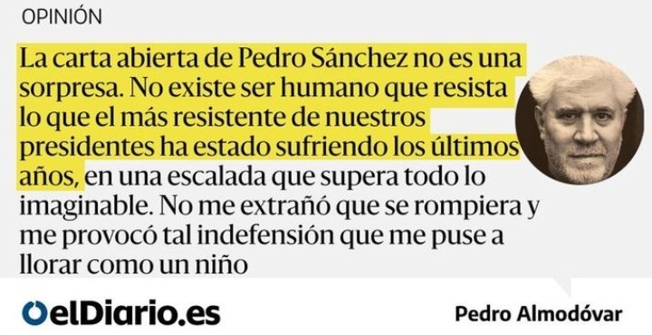 El espectáculo que estamos viviendo entre Sánchez y los medios es de un bochorno indecible. A Aznar le pusieron una bomba y salió al día siguiente pidiendo que no se politizara lo sucedido... Tenemos una izquierda que, además de antidemocrática, es profundamente ridícula...