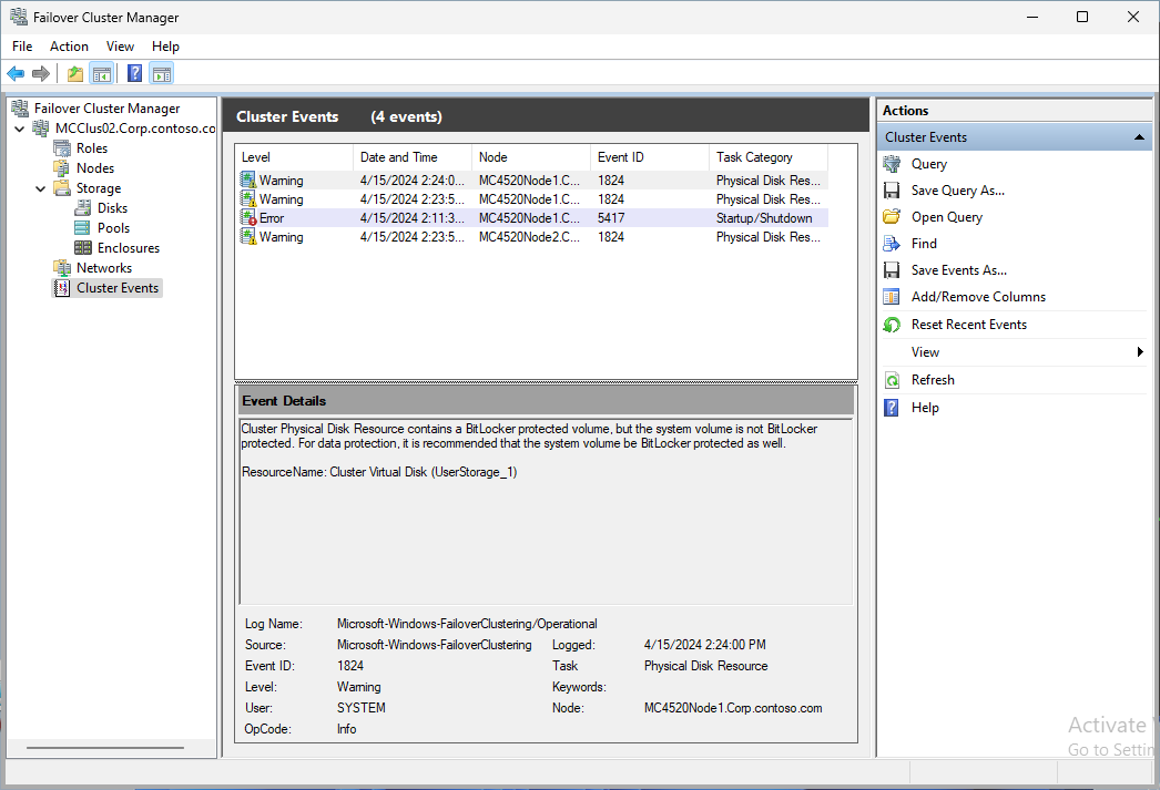 Quick tip - you need Windows Server 2025 Insider to explore events in Azure Stack HCI 23H2. When using Windows Server 2022, events are <unavailable>.