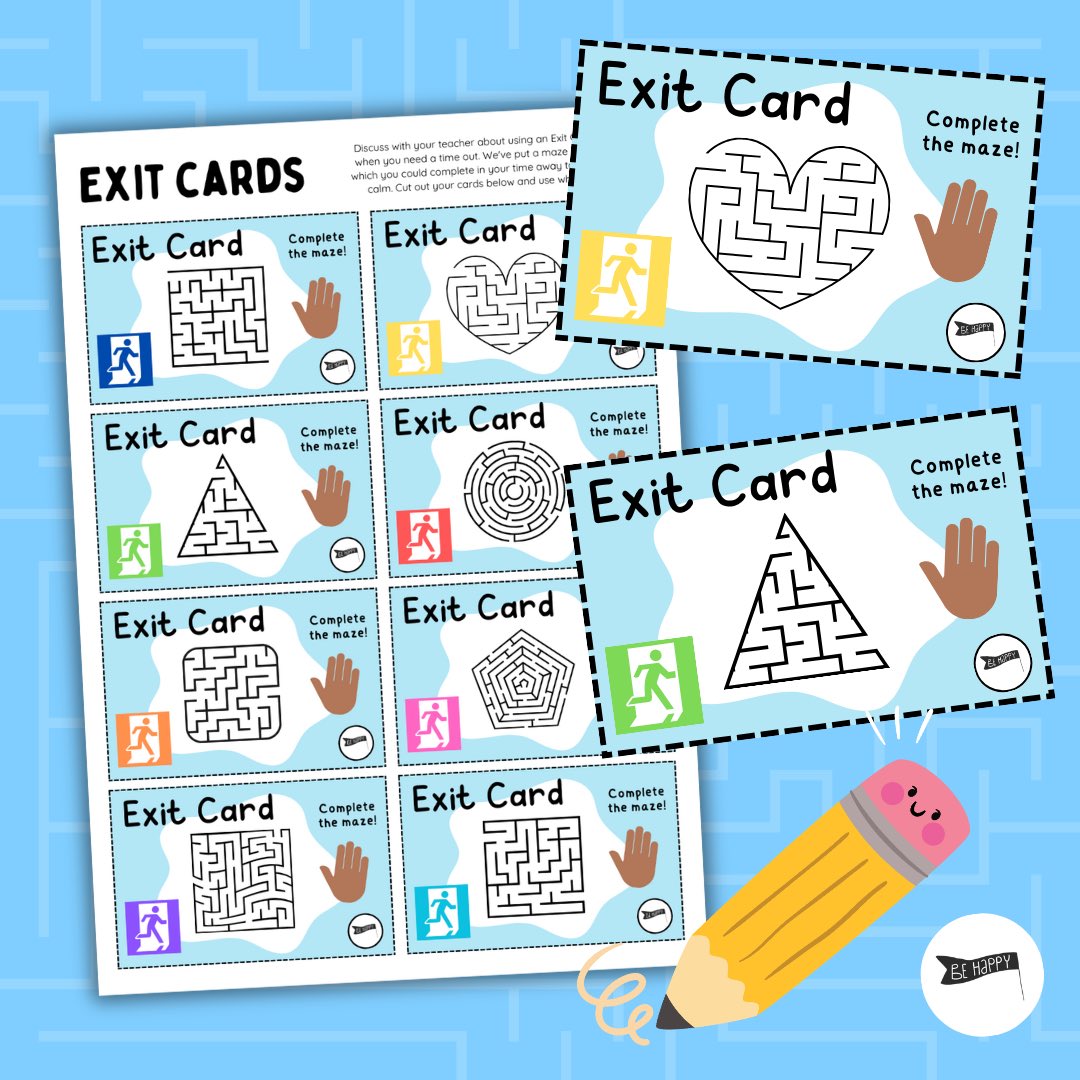behappyresource's tweet image. 🌟 Mindful Exit Cards - NEW! 🌟
These printable cards offer children a discreet and effective way to take a break from the classroom and regulate their emotions. Each card features a maze to help children feel calm and focused during their time out ⬇️
behappyresources.co.uk