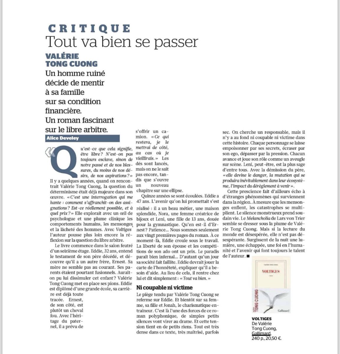 Merci @AliceDeveley @Le_Figaro #voltiges @Gallimard