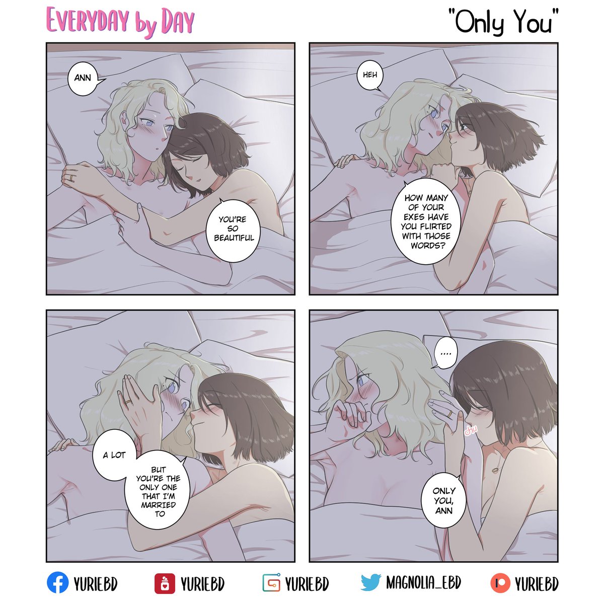 Everyday by Day 4koma - Chap 089  
'Only You' 

Broke your arm!? No need to worry, have your mouth for eating 😋
--- 
#EBD_nadyann #EBD_nadya #EBD_ann #YuriEBD #Magnoliateam